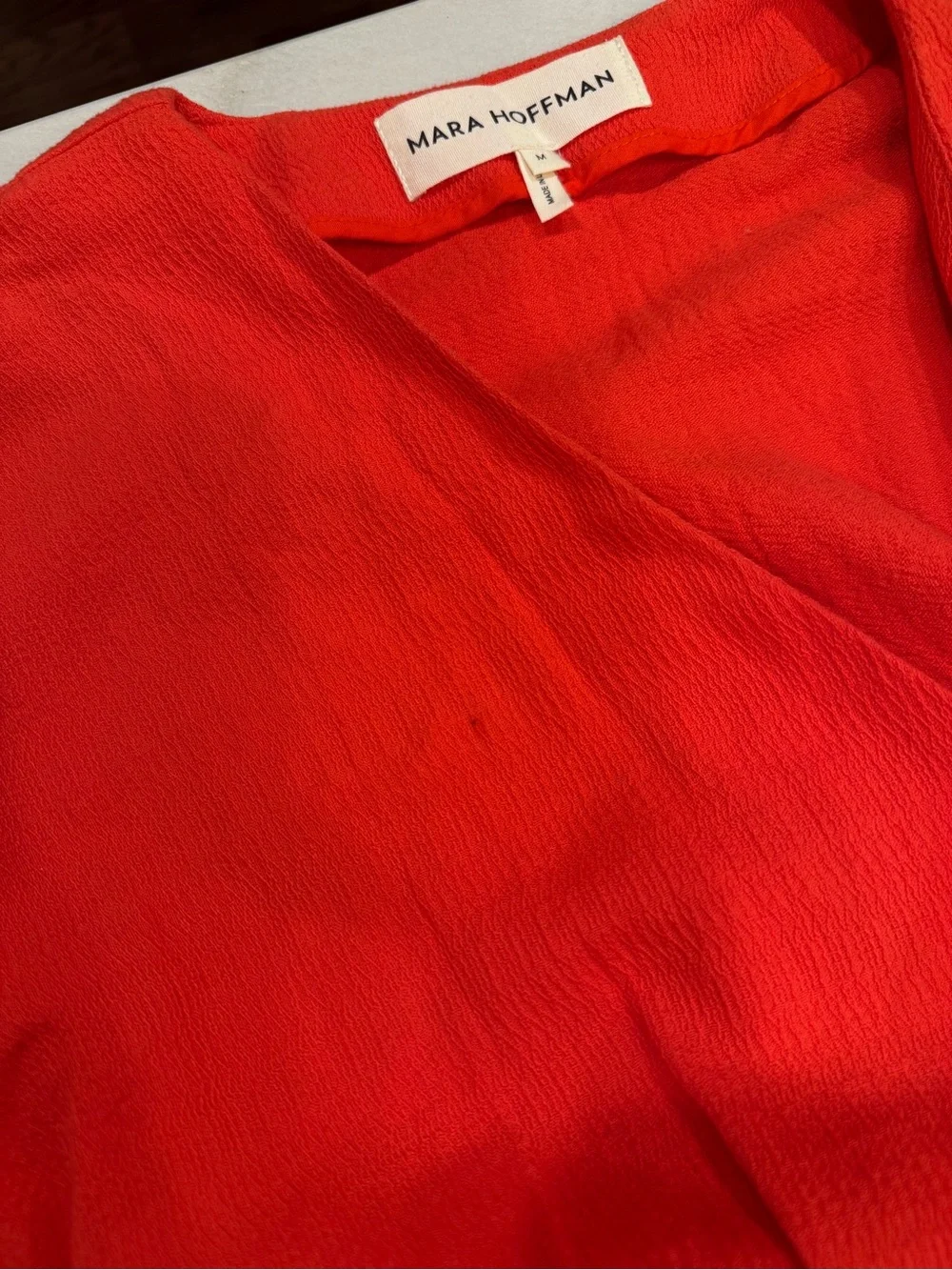 Mara Hoffman Dress Size Medium Red Ingrid Maxi Wrap Belted Made USA Organic - Picture 9 of 10